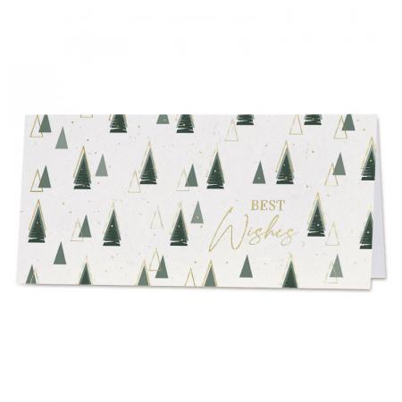 Carte joyeux Noël entreprise sapins et dorure or
