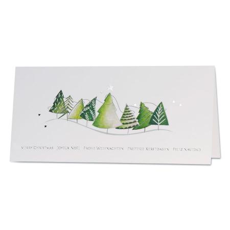 Carte Noël entreprise sapins verts