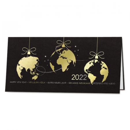 Elégante carte de vœux fond noir et dorure