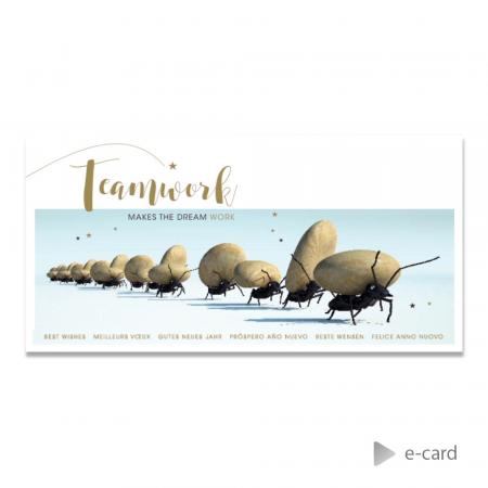 E-card avec fourmies au travail -slogan anglais