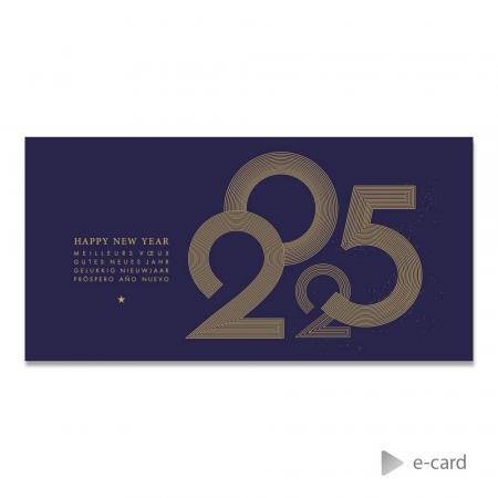 E-card entreprise 2025 dorure sur fond bleu 
