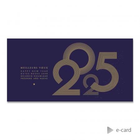 E-card entreprise 2025 dorure sur fond bleu