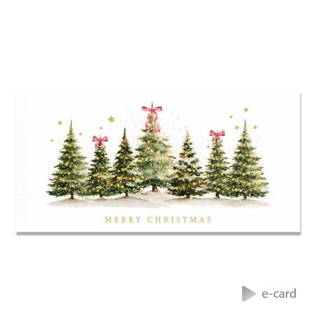 E-card entreprise Merry Christmas sapins décorés