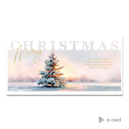 E-card entreprise sapin sous ciel d'hiver