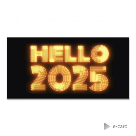 E-card Hello 2025 effet néons de lumière 
